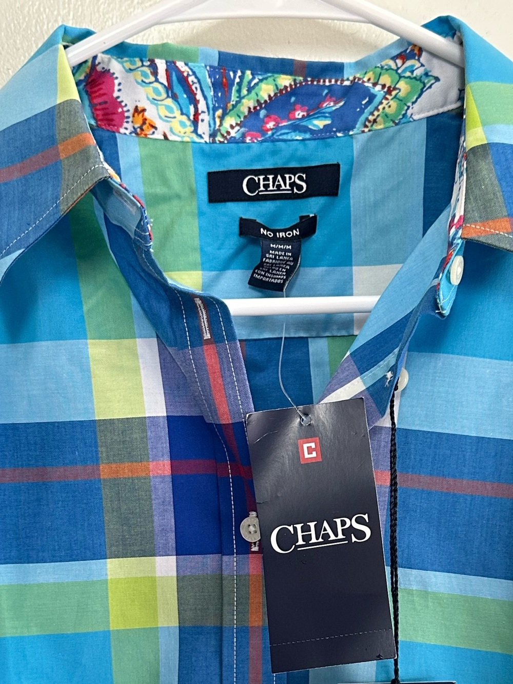 Chaps Blue Green Plaid Button-Down Shirt - Picture 6 of 7